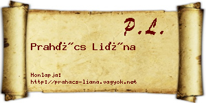 Prahács Liána névjegykártya